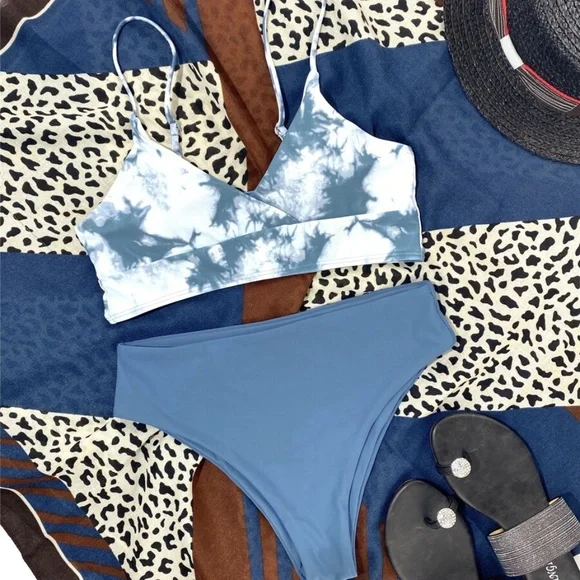 Boho tie dye high waist bikini cheeky swimsuit - Picture 6 of 7